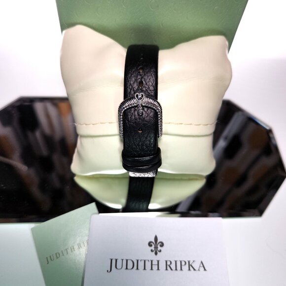 Judith Ripka Parisian Watch CZ Heart White Dial Leather Band Analog Arabic NIB main image 4